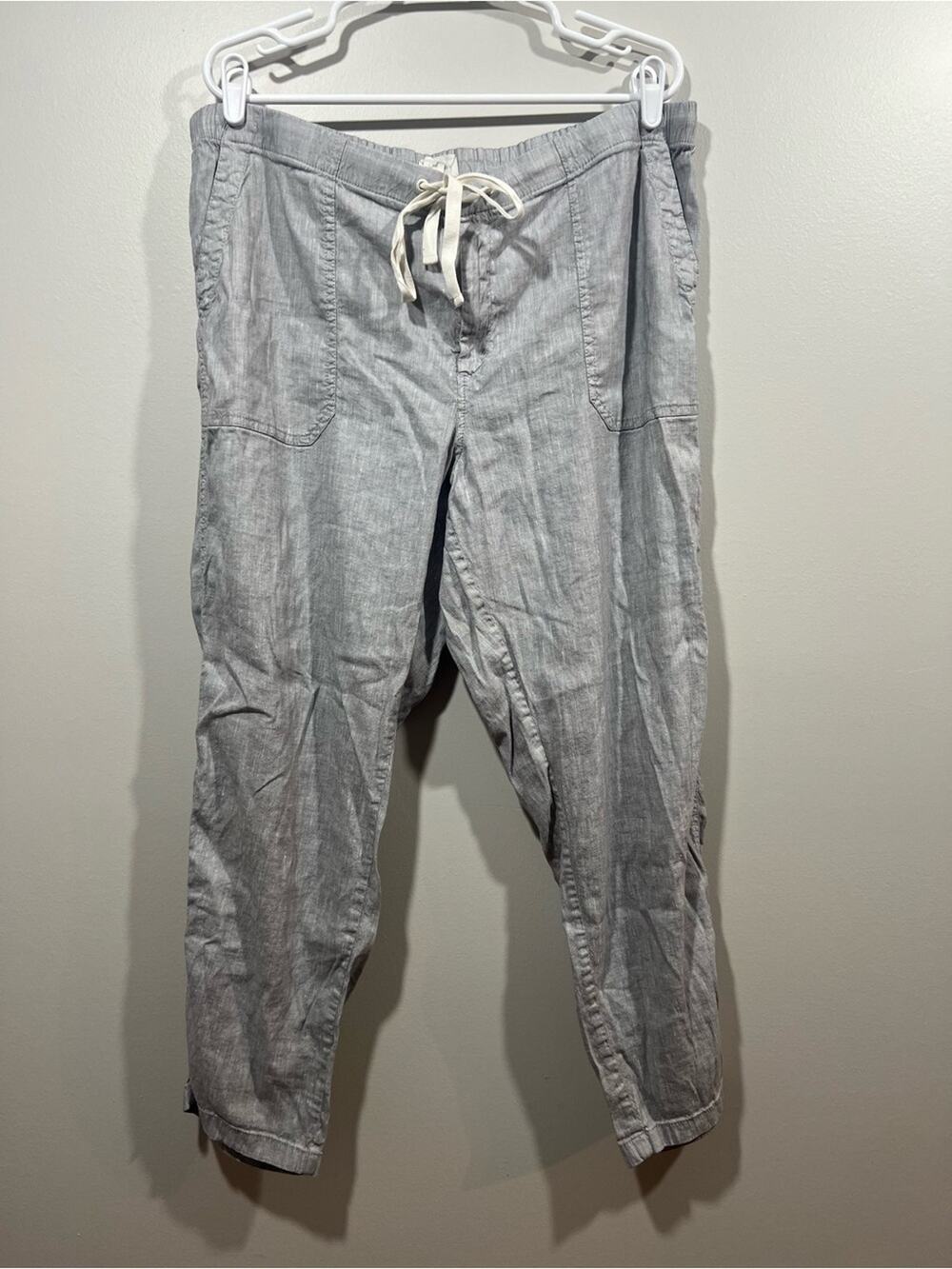 Lou & Grey Light Gray Drawstring Linen Blend Pants Size XL